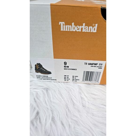 Timberland Euro Hiker Mid Men's Size 9 Lace Up Boots Dark Brown Suede and Green - Picture 11 of 11